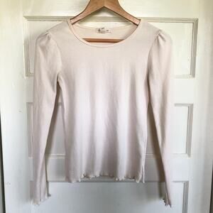 Y2K Billabong Ribbed Long Sleeve Top S Cream Layering Fitted Basics Minimalist